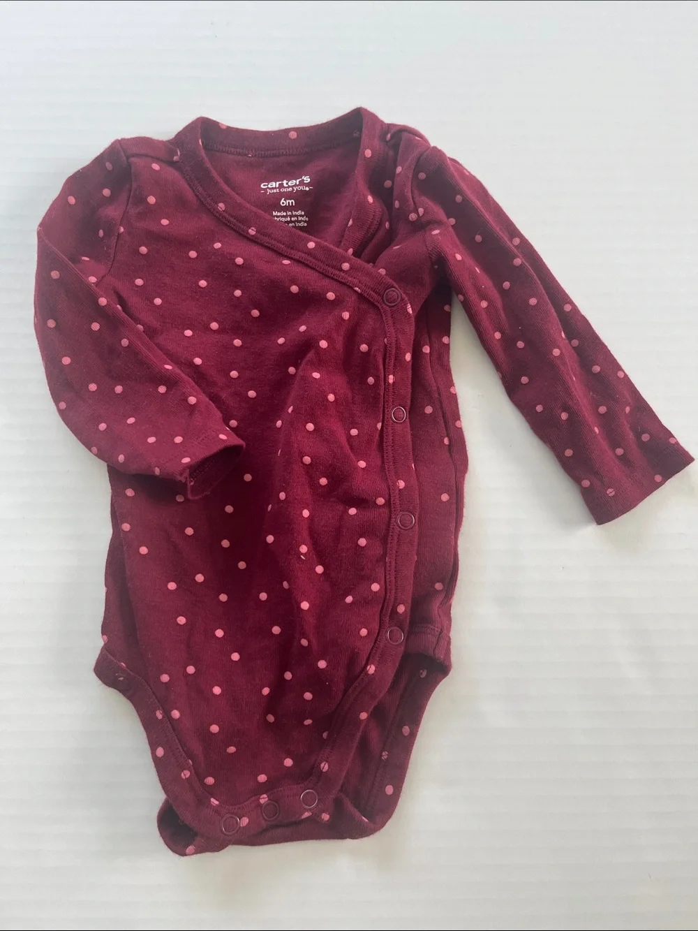 Carter's Burgundy Footed Polka Dot Two-Piece